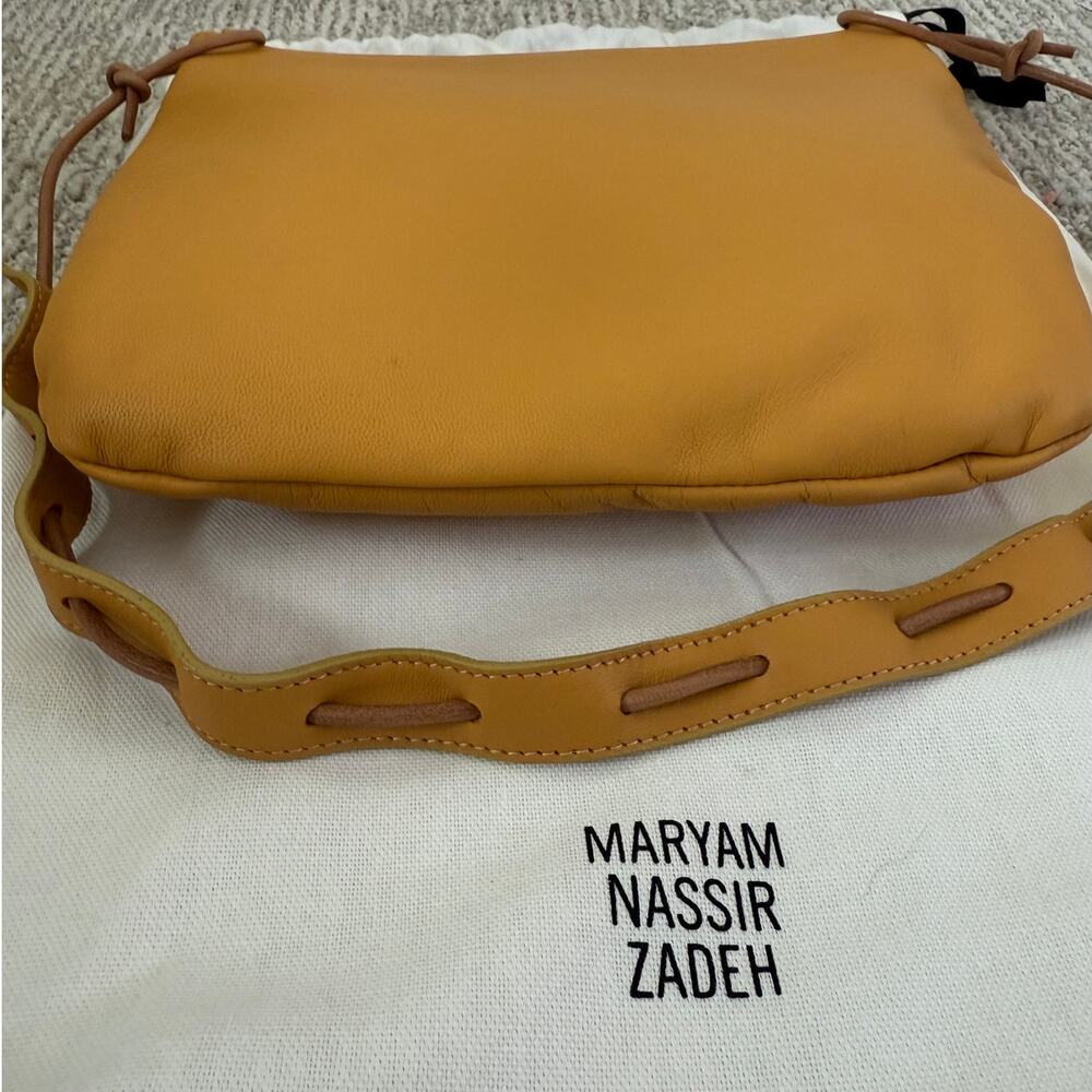 Maryam Nassir Zadeh Script Purse Unisex Bag Yellow Leather Designer Rare NEW - Picture 7 of 7